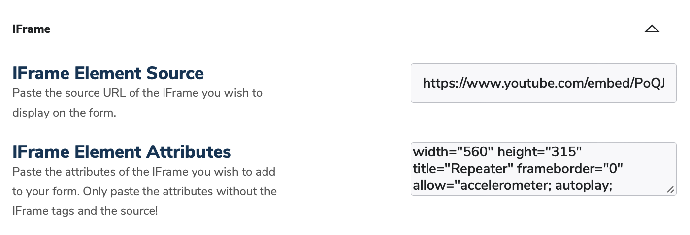 Forms IFrame Block